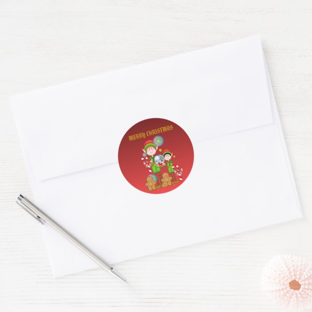 Merry Christmas Classic Round Sticker (Envelope)