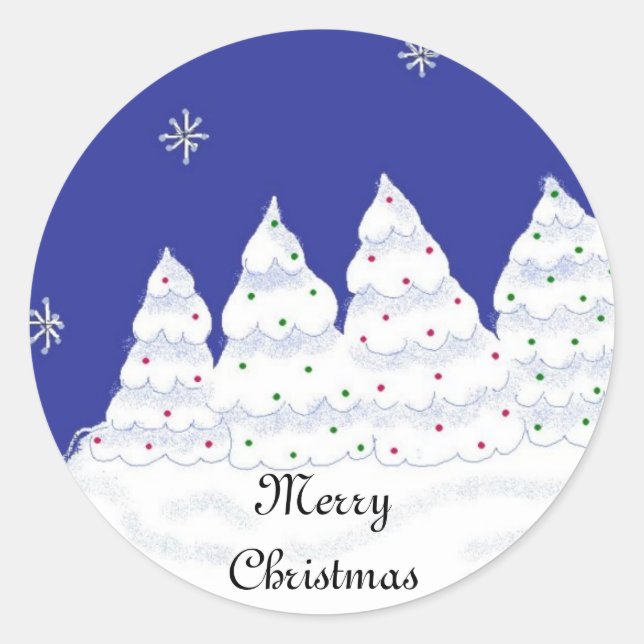 Merry Christmas Classic Round Sticker (Front)