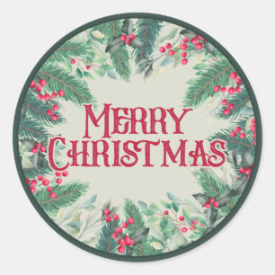 Merry Christmas Classic Round Sticker