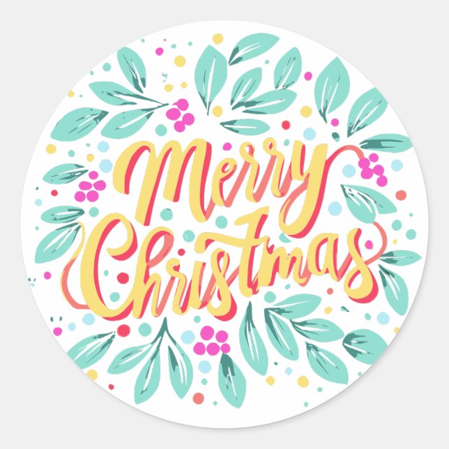 Merry Christmas Classic Round Sticker (Front)