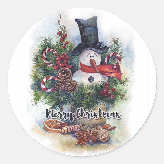 Merry Christmas  Classic Round Sticker (Front)