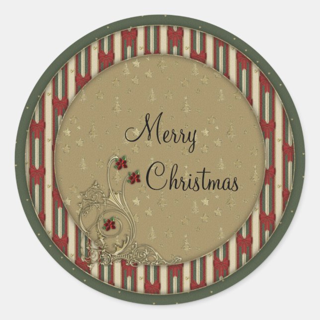 Merry Christmas Classic Round Sticker (Front)