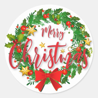 merry christmas classic round sticker