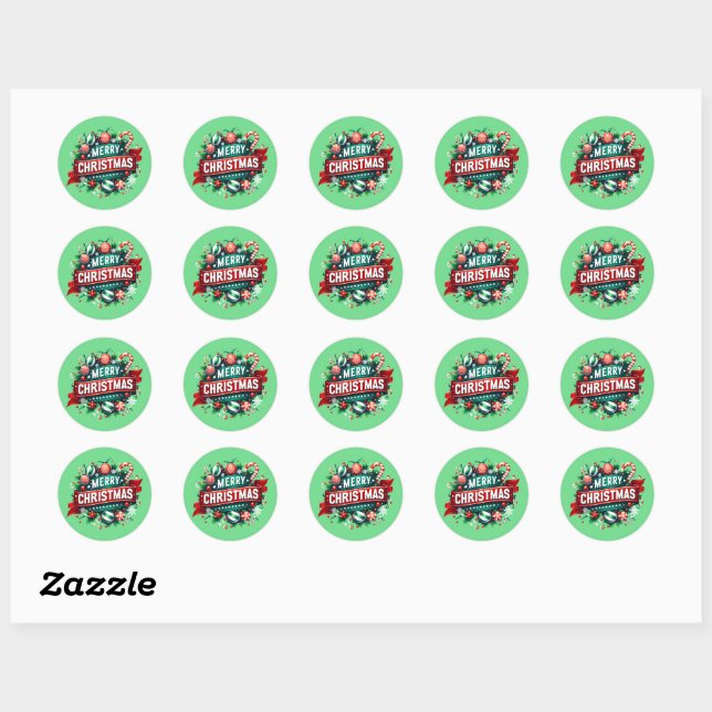 Merry Christmas Classic Round Sticker (Sheet)