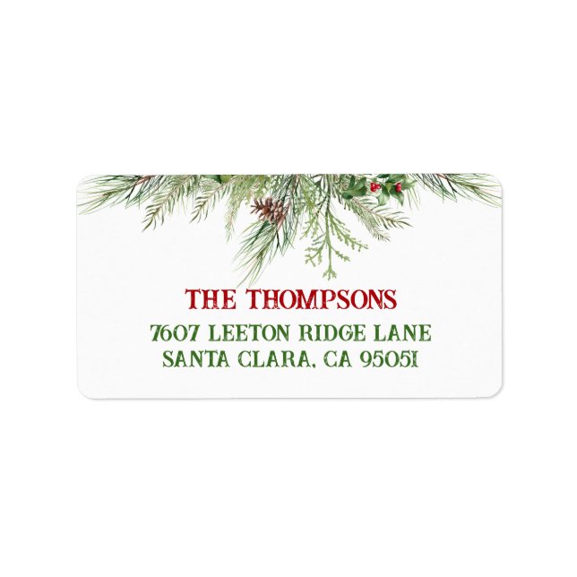 Merry Christmas Classic Wheath Greeting Address Label (Front)