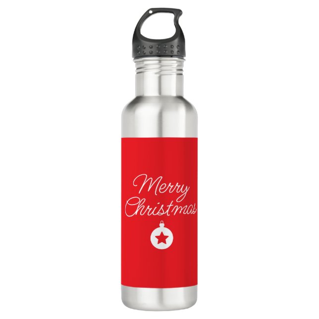 Merry Christmas Classical Unique Minimalist Plain 710 Ml Water Bottle (Front)