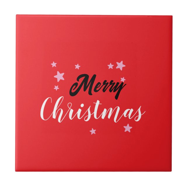 Merry Christmas Classical Unique Minimalist Plain Ceramic Tile (Front)