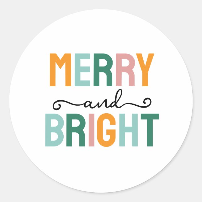 Merry Christmas Classical Unique Minimalist Plain Classic Round Sticker (Front)