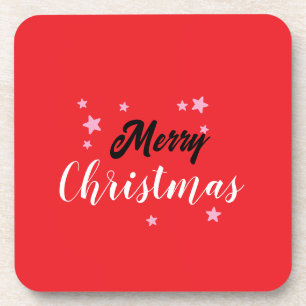 Merry Christmas Classical Unique Minimalist Plain Coaster