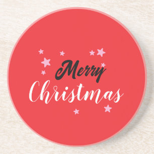 Merry Christmas Classical Unique Minimalist Plain Coaster