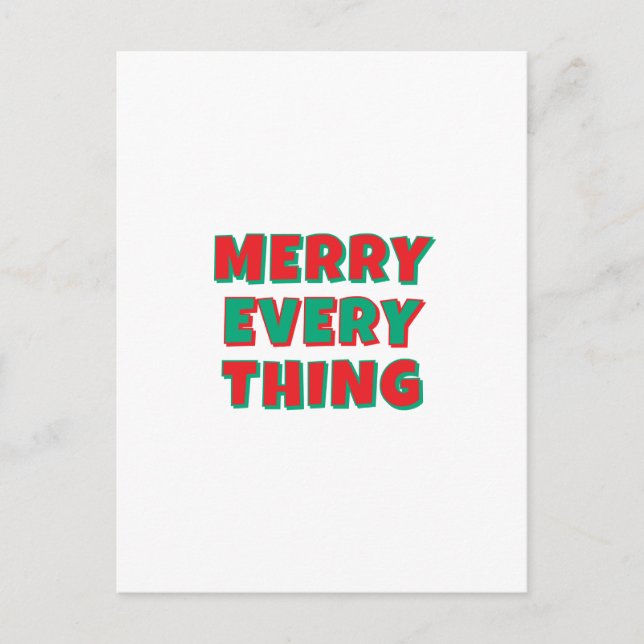 Merry Christmas Classical Unique Minimalist Plain Holiday Postcard (Front)
