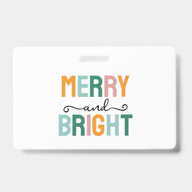 Merry Christmas Classical Unique Minimalist Plain ID Badge (Front)