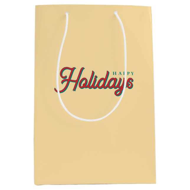 Merry Christmas Classical Unique Minimalist Plain Medium Gift Bag (Front)