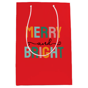 Merry Christmas Classical Unique Minimalist Plain Medium Gift Bag