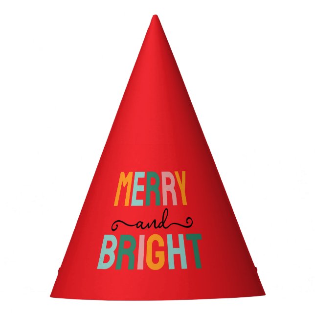 Merry Christmas Classical Unique Minimalist Plain Party Hat (Front)