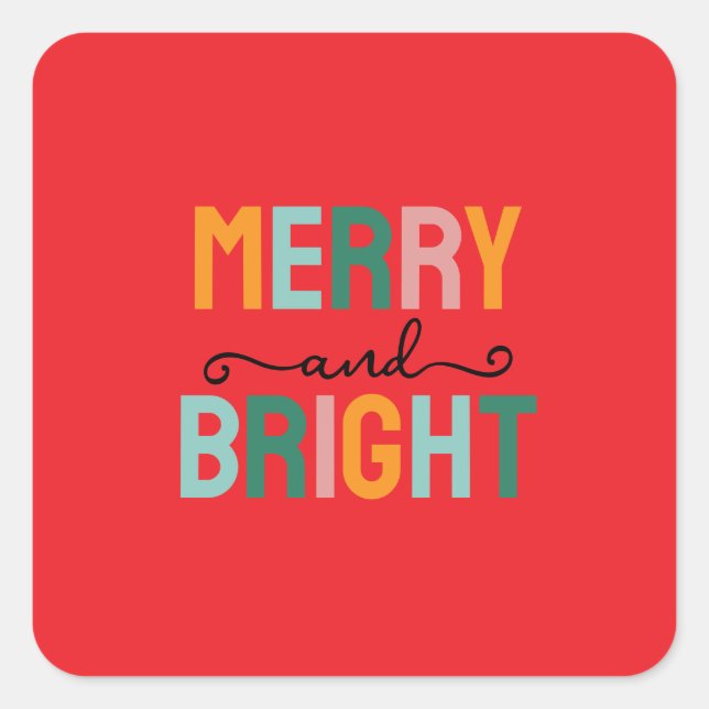 Merry Christmas Classical Unique Minimalist Plain Square Sticker (Front)