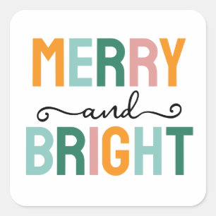 Merry Christmas Classical Unique Minimalist Plain Square Sticker