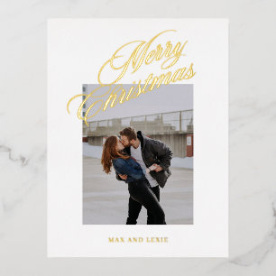 Merry Christmas Classically Scripted  Foil Holiday Postcard