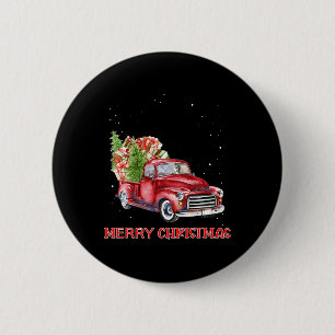 Merry Christmas Clic Red Truck Tree Family Xmas 6 Cm Round Badge