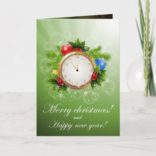 Merry christmas clock holiday card