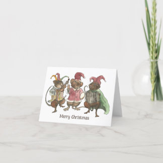 Merry Christmas Clown Mice Holiday Card