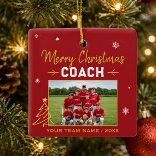 Merry Christmas Coach Personalised Team Photo Ceramic Ornament