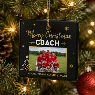 Merry Christmas Coach Personalised Team Photo Ceramic Ornament
