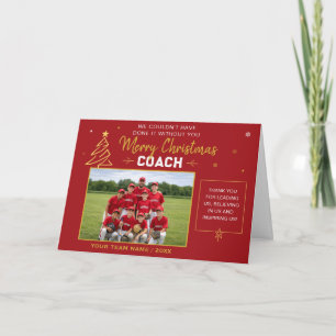 Merry Christmas Coach Personalised Team Photo Holiday Card