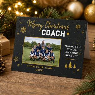 Merry Christmas Coach Team Photo Holiday Card