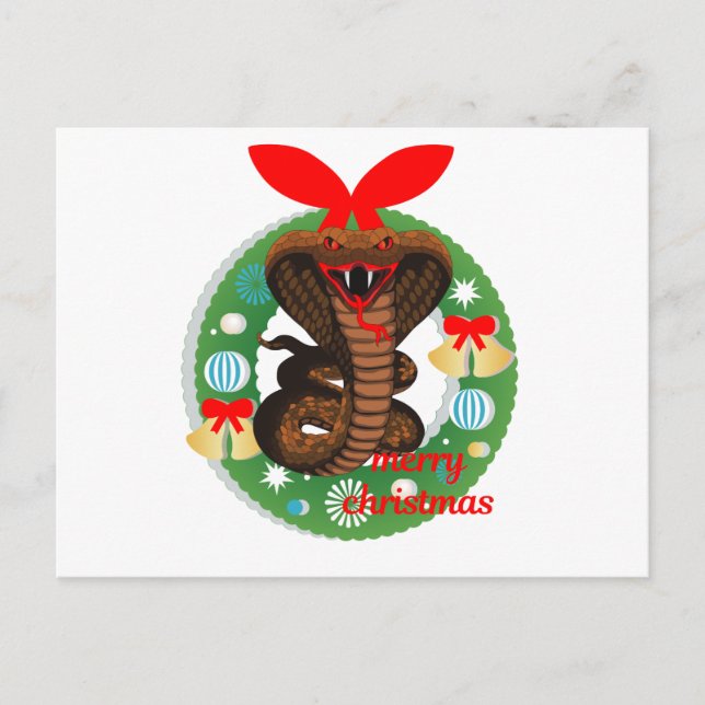 merry christmas cobra snake holiday postcard (Front)