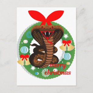 merry christmas cobra snake holiday postcard