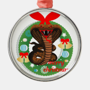 merry christmas cobra snake metal ornament