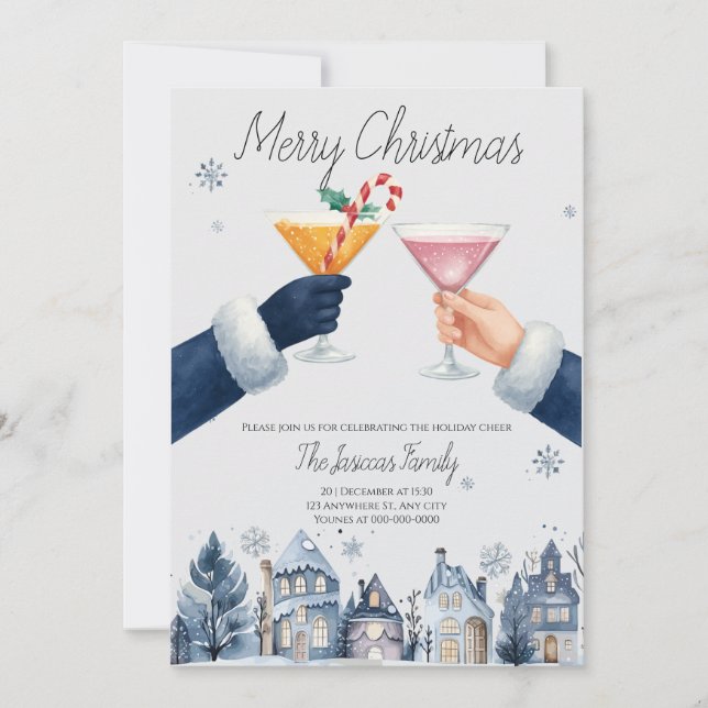 Merry Christmas Cocktail party greeting Invitation (Front)