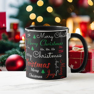 Merry Christmas Coffee Black Red Gift Cup Cocoa