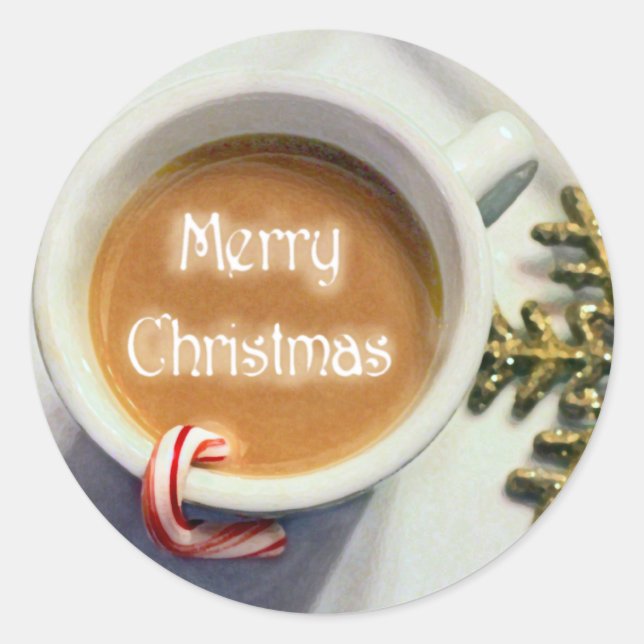 Merry Christmas Coffee Latte Stickers (Front)