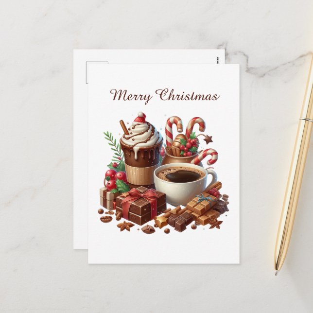 Merry Christmas coffee lovers  Holiday Postcard (Front/Back In Situ)