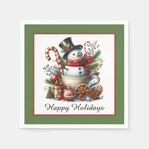 Merry Christmas coffee snowman Paper napkins