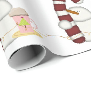 Merry Christmas Coffee Snowman Wrapping Paper