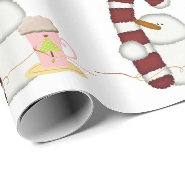 Merry Christmas Coffee Snowman Wrapping Paper (Roll Corner)