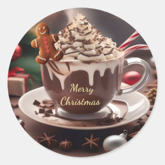 Merry Christmas Coffee with Gingerbread Sticker