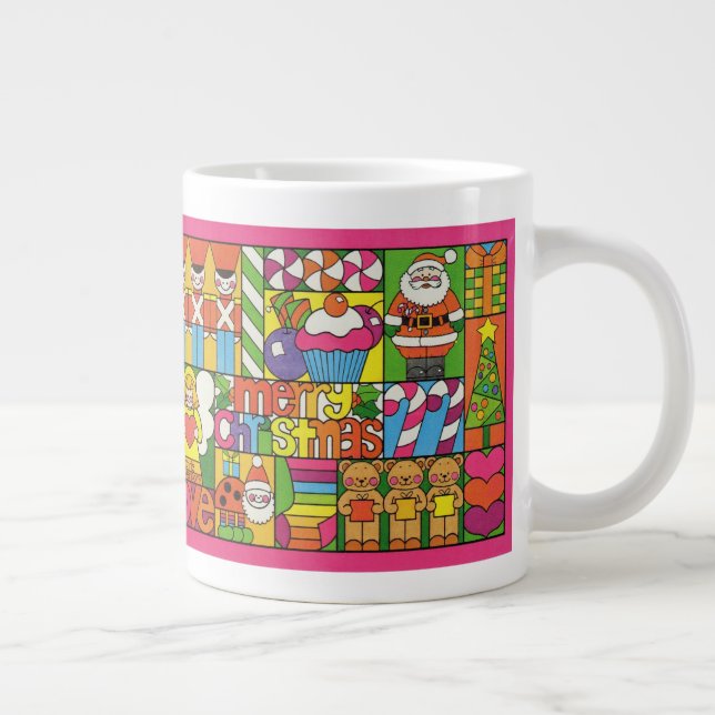 Merry Christmas Collage Large Coffee Mug (Right)