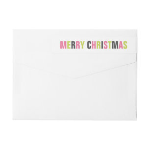 "Merry Christmas" Colorful Bold Letters Holiday  Wrap Around Label