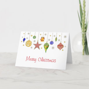 Merry Christmas Colorful Christmas Baubles Holiday Card