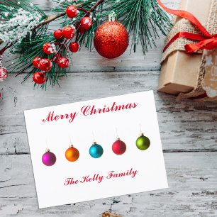 Merry Christmas colorful decoration with text Holiday Postcard