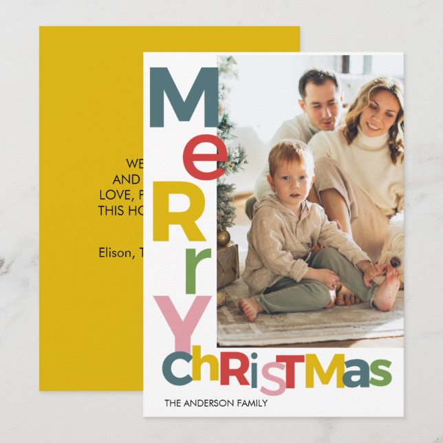 Merry Christmas Colorful Photo Invitation (Front/Back)