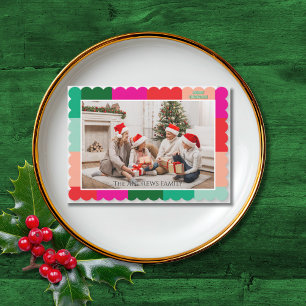 Merry Christmas Colour Block Photo Holiday Card
