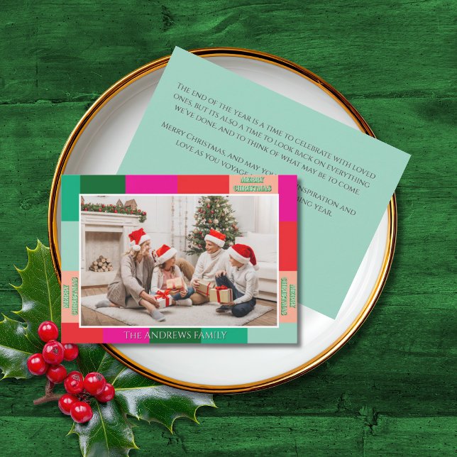 Merry Christmas Colour Block Photo Holiday Card (Creator Uploaded)