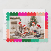 Merry Christmas Colour Block Photo Holiday Card