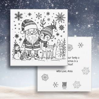Merry Christmas Colour Me | Santa and Reindeer Holiday Card