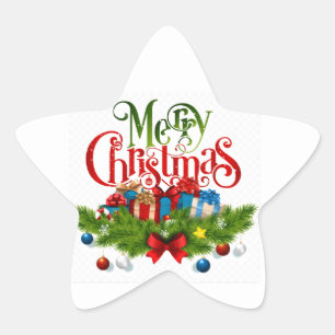 Merry Christmas, colourful and festive, Star Sticker